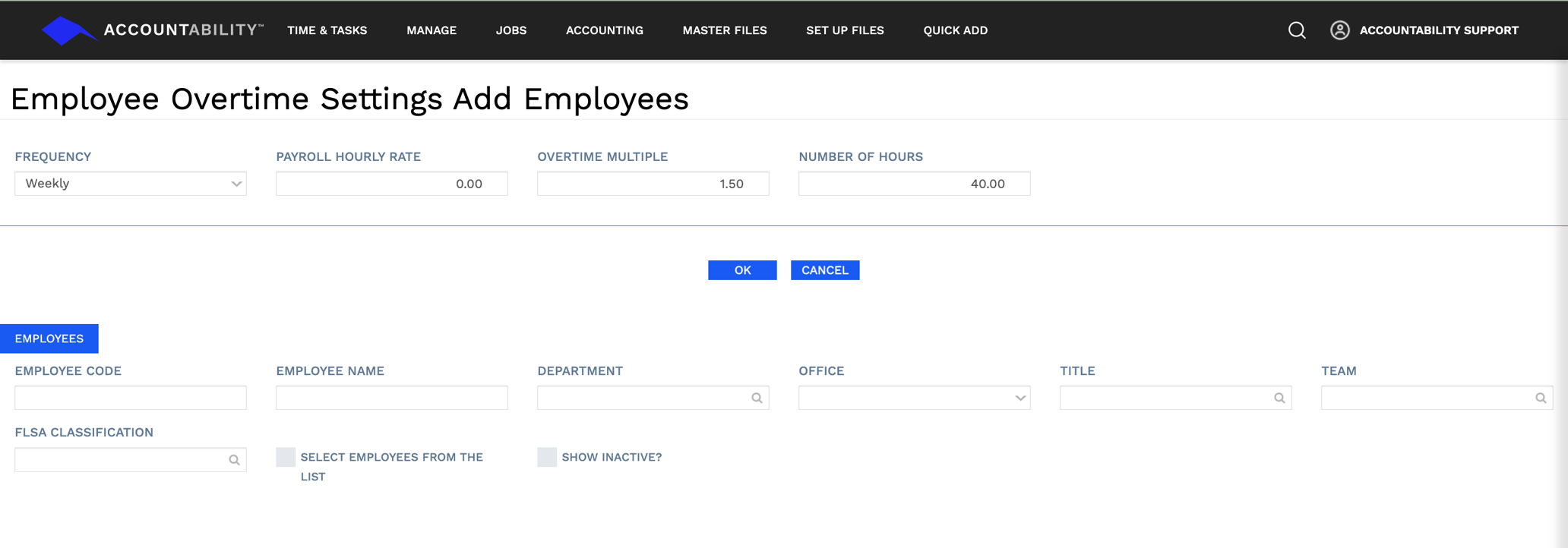 Report overtime hours and payroll amounts